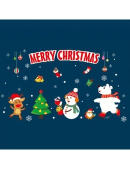Merry Christmas Animals Pvc Window Wall Sticker- Multi