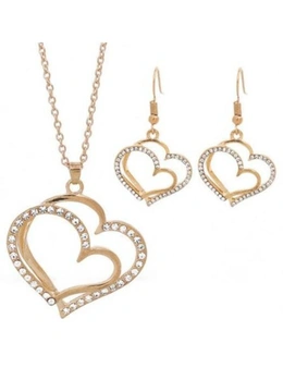 Princess Bride Bridesmaid Romantic Wedding Creative Necklace Earring Set Fashion- Gold