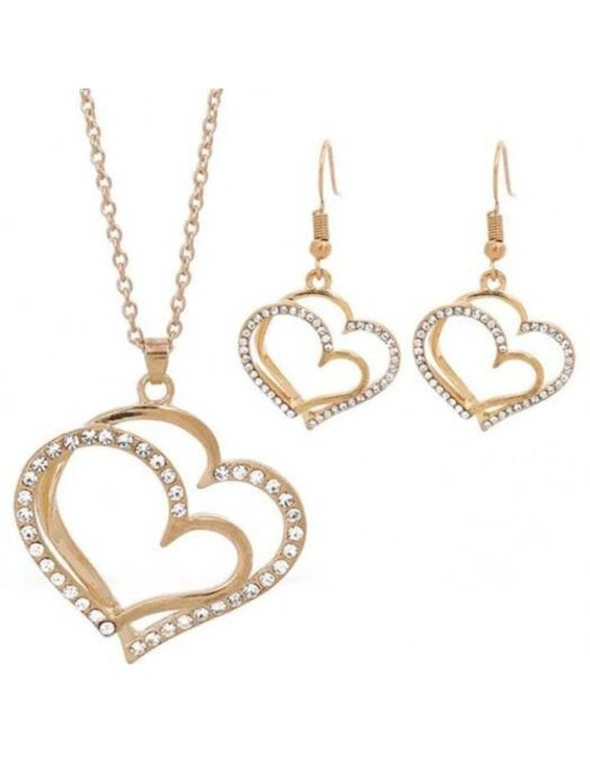 Princess Bride Bridesmaid Romantic Wedding Creative Necklace Earring Set Fashion- Gold, hi-res image number null