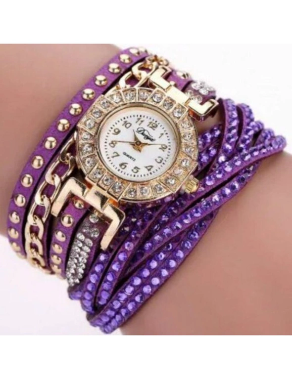 Fashion Lady Diamond Business Casual Quartz Bracelet Watch- Purple, hi-res image number null