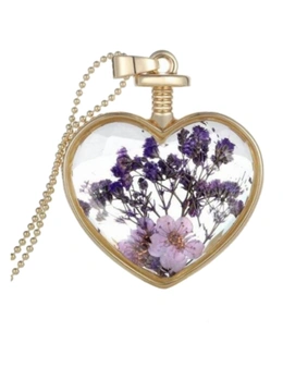 Luxury Heart Glass Bottle Dried Flower Pendant Necklace
