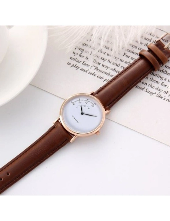 Va-3601 Personality Dial Fashion Women's Belt Watch- Chestnut, hi-res image number null