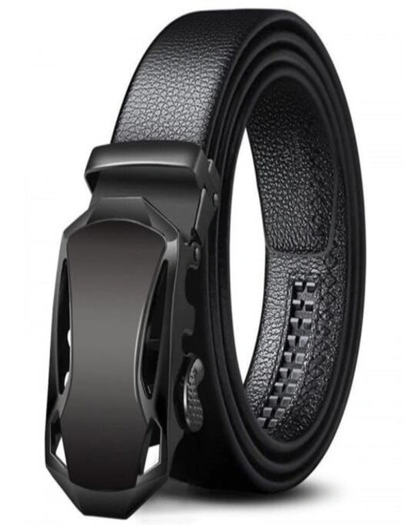 Men's Automatic Buckle Belt Stylish Lock Buckle-Head Design Waistband- Black, hi-res image number null