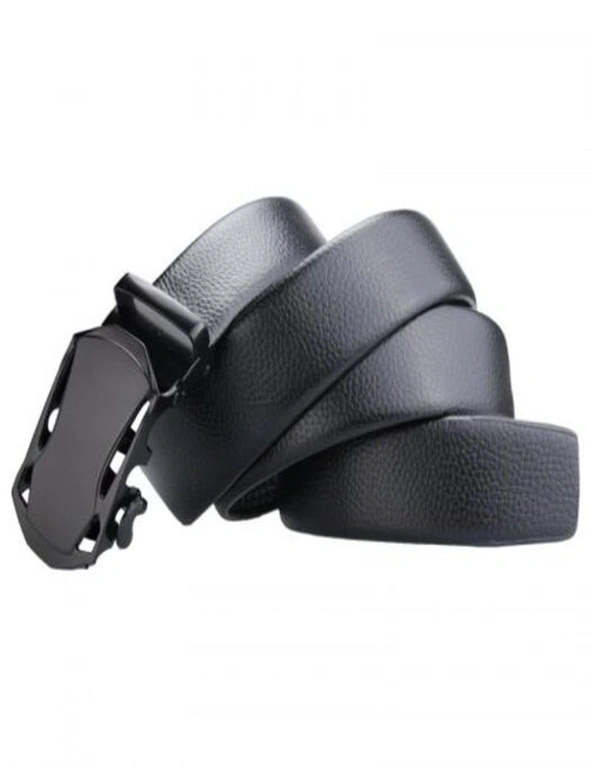 Men's Automatic Buckle Belt Stylish Lock Buckle-Head Design Waistband- Black, hi-res image number null