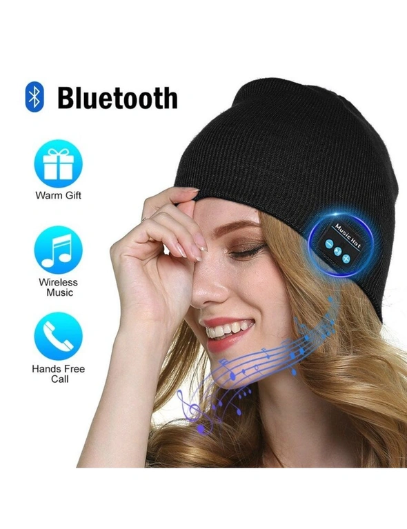 2 Sets of Bluetooth Beanie Hat Wireless Smart - Black - Standard, hi-res image number null