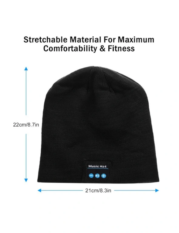 2 Sets of Bluetooth Beanie Hat Wireless Smart - Black - Standard, hi-res image number null