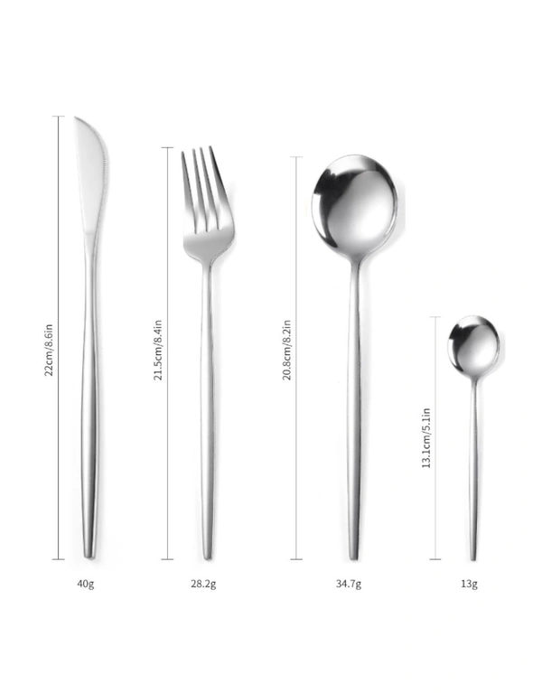 2 Sets of 304 Stainless Steel Cutlery Set Dinnerware Kitchen Silverware Steak Knife Tableware Spoon Fork - Standard, hi-res image number null
