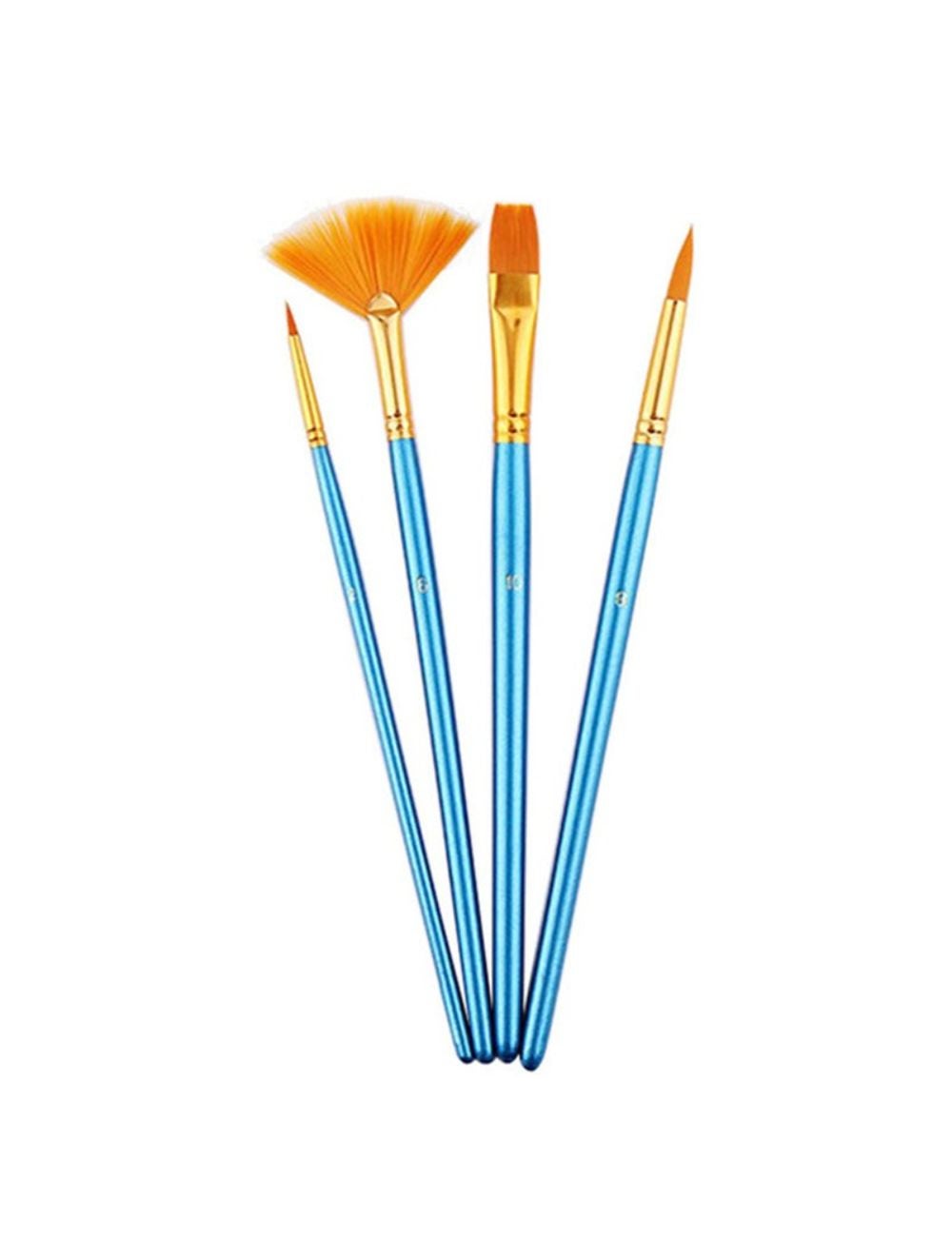 4Pcsset Blue Bar Nylon Hair Paint Brush Set Flabellum Pointed Tip ...