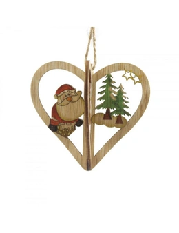 5 Pcs 3D Christmas Wooden Pendant Diy Color Printing Santa Pendant Creative Christmas Tree Decoration Gift Love - Old Man  Tree