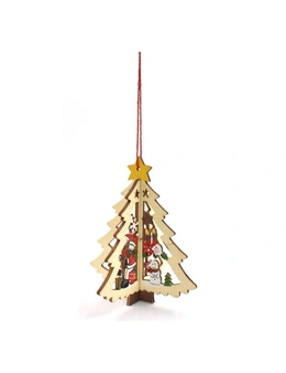 5 Pcs Christmas Tree Ornaments Hanging Xmas Tree Home Party Decor 3D Pendants High Quality Wooden Pendant Decoration Color Christmas Tree