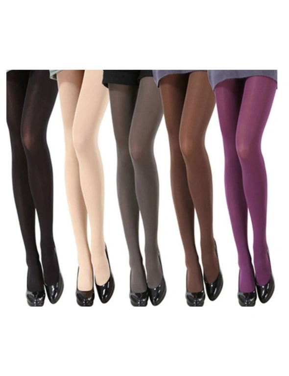 5Pairs Fashion Women's Opaque Pantyhose Coloured Nylon Pantyhos Velvet Tights Stockings, hi-res image number null
