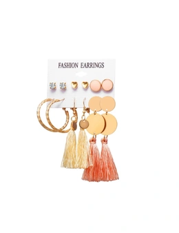 6Pcs Tassel Earrings Female Bohemian Ethnic Style Earrings - 9