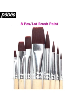 8Pcs Pebeo Watercolor Paint Brush Bristle Hair Painting Waterbrush Drawing Painting Oil Feutre Aquarelle Artist Art Supplies