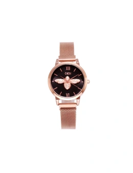 Shiny Light Luxury Decorative Watch Small Bee Mesh Belt Waterproof Female Watch Simple Round Watch
