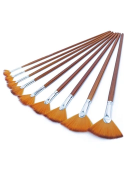 9Pcsset Fan Artist Paint Brushes Set Anti-Shedding Nylon Hair Wood Long Handle Paint Brush For Acrylic Watercolor Oil Painting