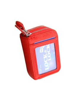 Antimagnetic Organ Card Case Card Holder Rfid Coin Purse Antimagnetic Card Case Credit Card Wallet-1 - Red