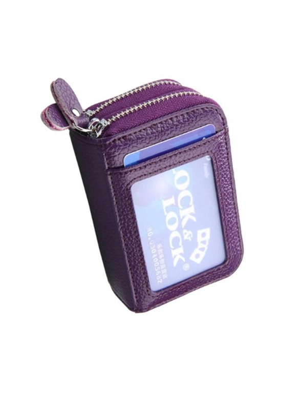 Antimagnetic Organ Card Case Card Holder Rfid Coin Purse Antimagnetic Card Case Credit Card Wallet-4 - Purple, hi-res image number null
