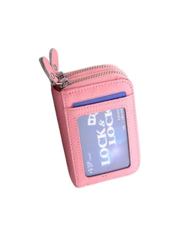 Antimagnetic Organ Card Case Card Holder Rfid Coin Purse Antimagnetic Card Case Credit Card Wallet-8 - Pink