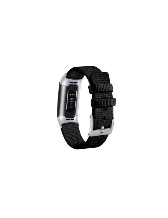 Bands Compatible With Fitbit Charge 3Woven Fabric Breathable Watch Strap - Black, hi-res image number null