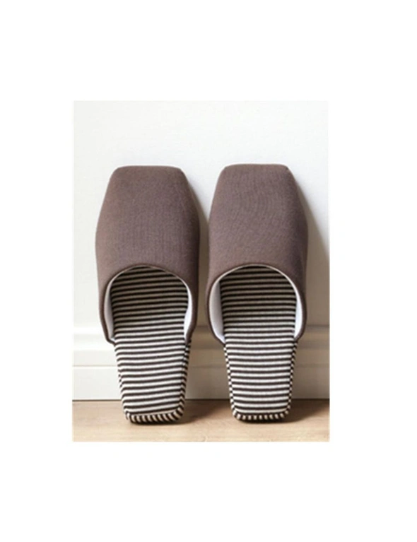 Couple Soft-Soled Home Slippers Wooden Floor Indoor Cotton Slippers In Winter - Coffee, hi-res image number null