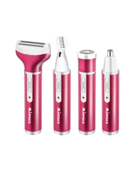 Epilator Electric Shaver Set Cordless Waterproof 4 In 1 Shaver Electric Razor Including Wet Dry Electronic Hair Removal Shaver-Purple - Rose Red