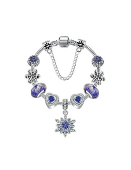 Fashion Creative Blue Crystal Snowflake Pendant Bracelet Diy Fashion Ice And Snow Love Shiny Pendant Bracelet