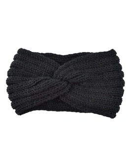 Fashion Knitted Crosshairs Earmuffs Handmade Knitted Headbands Flat Fashion Warm Winter Autumn Hair Accessories For Women-1 - Black