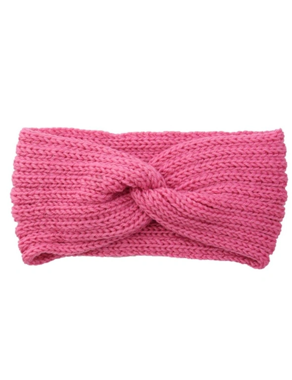 Fashion Knitted Crosshairs Earmuffs Handmade Knitted Headbands Flat Fashion Warm Winter Autumn Hair Accessories For Women-16 - Pink, hi-res image number null