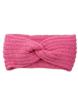 Fashion Knitted Crosshairs Earmuffs Handmade Knitted Headbands Flat Fashion Warm Winter Autumn Hair Accessories For Women-16 - Pink