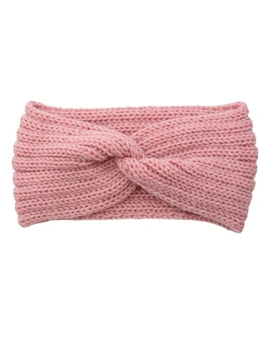 Fashion Knitted Crosshairs Earmuffs Handmade Knitted Headbands Flat Fashion Warm Winter Autumn Hair Accessories For Women-19 - Light Pink
