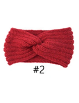 Fashion Knitted Crosshairs Earmuffs Handmade Knitted Headbands Flat Fashion Warm Winter Autumn Hair Accessories For Women-2 - Red