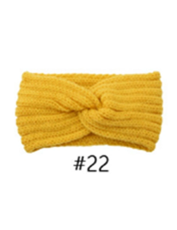 Fashion Knitted Crosshairs Earmuffs Handmade Knitted Headbands Flat Fashion Warm Winter Autumn Hair Accessories For Women-22 - Yellow, hi-res image number null