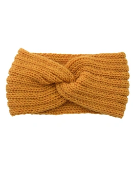 Fashion Knitted Crosshairs Earmuffs Handmade Knitted Headbands Flat Fashion Warm Winter Autumn Hair Accessories For Women-23 - Gold
