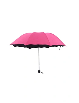 Fashion Printed Auto Foldable Sun Rain Anti-Uv Umbrella - Rose Red