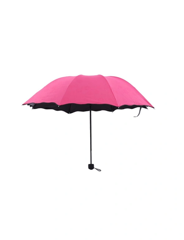 Fashion Printed Auto Foldable Sun Rain Anti-Uv Umbrella - Rose Red, hi-res image number null
