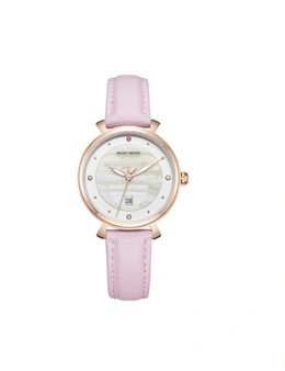 Fashion Simple Calendar Leather Fashion Trend Quartz Watch Student Belt Watch Suitable For Girls-Pink - Pink