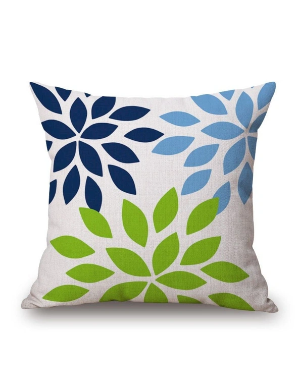 Green & Blue & Navy Cotton & Linen Pillow Cover, hi-res image number null