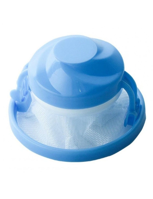 Home Floating Lint Hair Catcher Mesh Pouch Washing Machine Laundry Filter Bag Round Blue, hi-res image number null