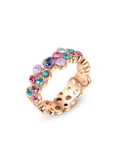 Hot Charm Gold Plated Colorful Crystal Diamond Fashion Ring