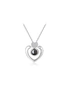 I Love You Pure Silver Memory Bead Pendant Round Necklace Lady - White Gold, hi-res