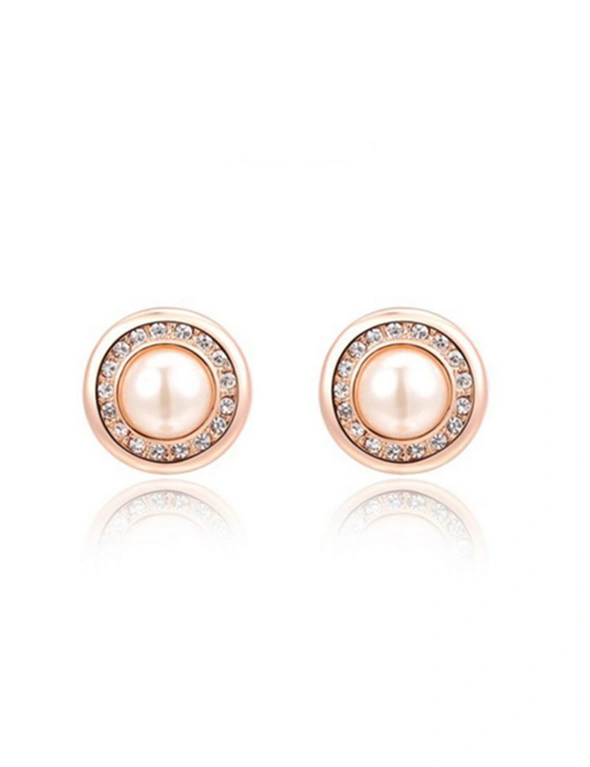 Jewelry Bridal Crystal And Simulated Pearl Button Stud Earrings, hi-res image number null