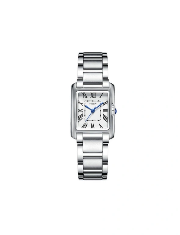 L1058-H Fashion Simple Watch Female Leisure Waterproof Quartz Watch Trend Steel Band Square Watch-White, hi-res image number null