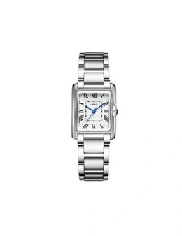 L1058-H Fashion Simple Watch Female Leisure Waterproof Quartz Watch Trend Steel Band Square Watch-White