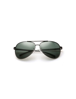 Men Polarized Uv 400 Metal Framed Aviator Sunglasses - Green