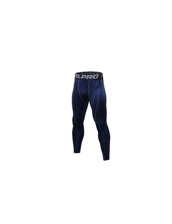 Men's Compression Pants Baselayer Cool Dry Sports Tights Leggings - Navy, hi-res image number null