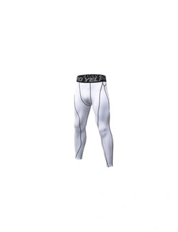 Men's Compression Pants Baselayer Cool Dry Sports Tights Leggings - White