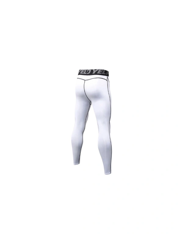 Men's Compression Pants Baselayer Cool Dry Sports Tights Leggings - White, hi-res image number null