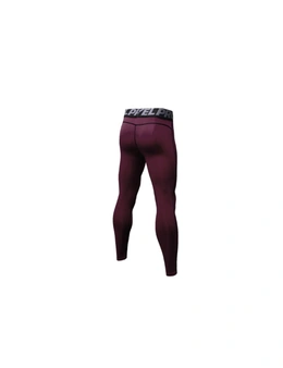 Men's Compression Pants Baselayer Cool Dry Sports Tights Leggings - Wine Red