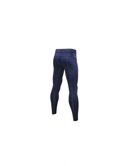 Men's Compression Pants Pocket Baselayer Cool Dry Ankle Leggings Active Tights - Navy