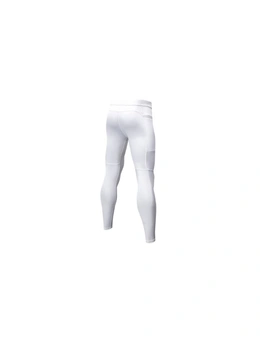 Men's Compression Pants Pocket Baselayer Cool Dry Ankle Leggings Active Tights - White